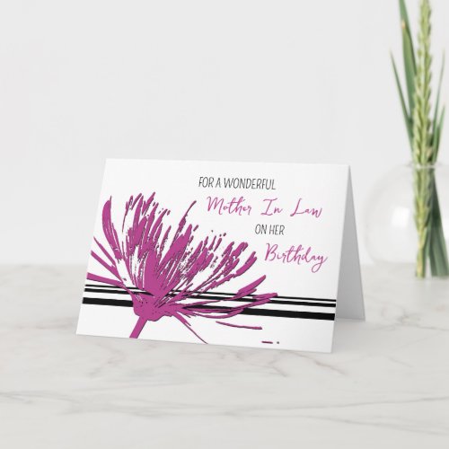 Fuchsia Pink Flower Mother in Law Birthday Card