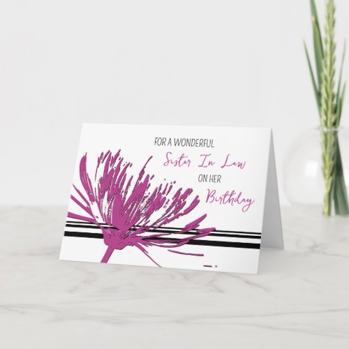 Fuchsia Pink Flower Sister in Law Birthday Card