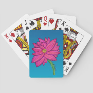 Fuchsia Pink Flower with blue background Tote Poker Cards