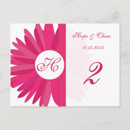 Fuchsia Pink Gerber Daisy Table Number Cards