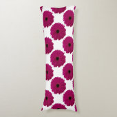 Fuchsia Pink Gerbera Daisy Black/White Swirl Girly Body Pillow (Front Vertical)