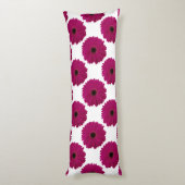Fuchsia Pink Gerbera Daisy Black/White Swirl Girly Body Pillow (Back (Vertical))