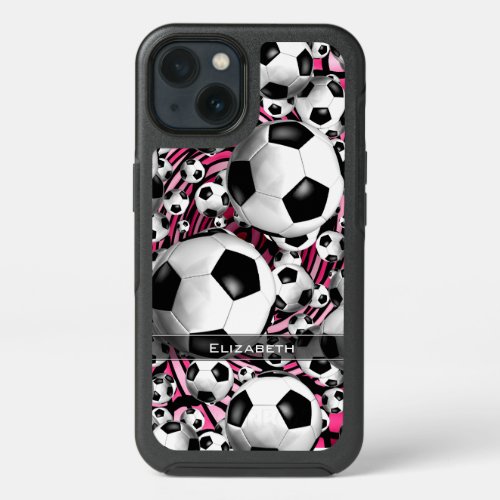 fuchsia pink girls soccer ball vortex iPhone case