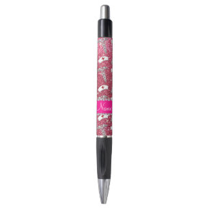 Fuchsia pink glitter nurse hats silver caduceus pen