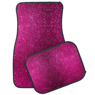 Fuchsia Pink Glitter Print Metallic Car Floor Mat