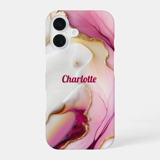 Fuchsia Pink Gold  Iphone Case (Back)