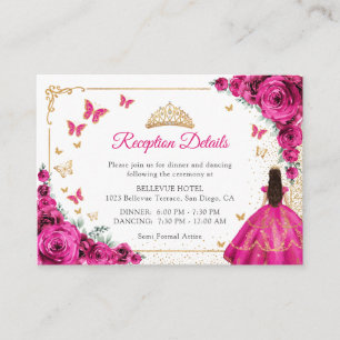 Fuchsia Pink Gold Quinceanera Reception Details Enclosure Card