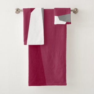 Fuchsia Pink Gray and White Bath Towel Set