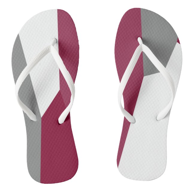 Fuchsia Pink Gray and White     Flip Flops (Footbed)