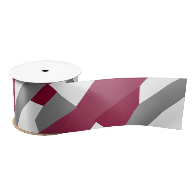 Fuchsia Pink Gray and White Satin Ribbon (Spool)