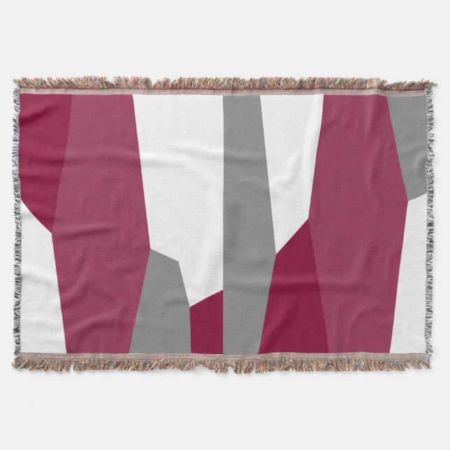Fuchsia Pink Gray and White     Throw Blanket (Front)