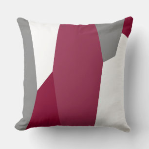 Fuchsia Pink Gray and White Throw Pillow