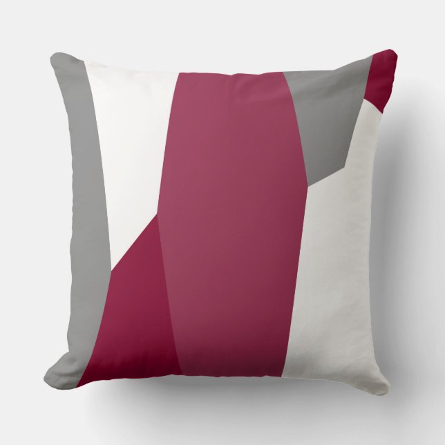 Fuchsia Pink Gray and White   Throw Pillow (Front)