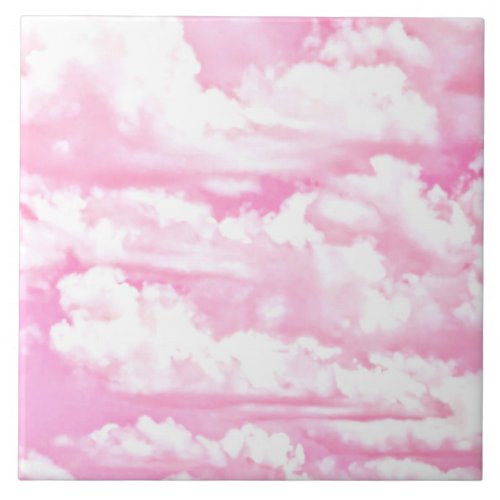 Fuchsia Pink Happy Clouds Decor Tile