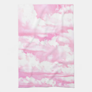 Fuchsia Pink Happy Clouds Decor Towel