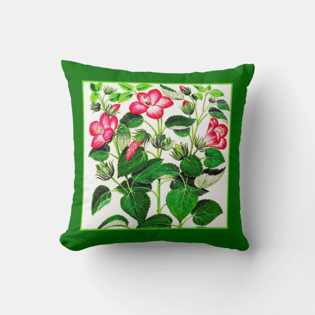 Fuchsia Pink Italian Hibiscus flowers Throw Pillow (Front)