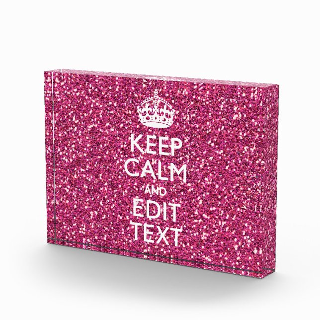 Fuchsia Pink Keep Calm Have Your Text Award (Right)