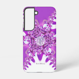 Fuchsia Pink Modern Vintage Monogram Custom Name Samsung Galaxy S22 Case