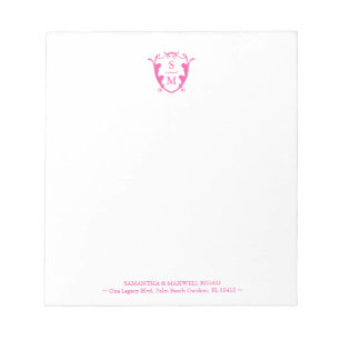Fuchsia Pink Monogram Personalized Notepads