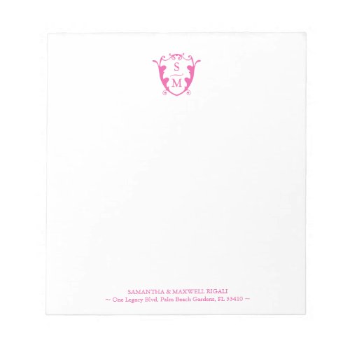 Fuchsia Pink Monogram Personalized Notepads