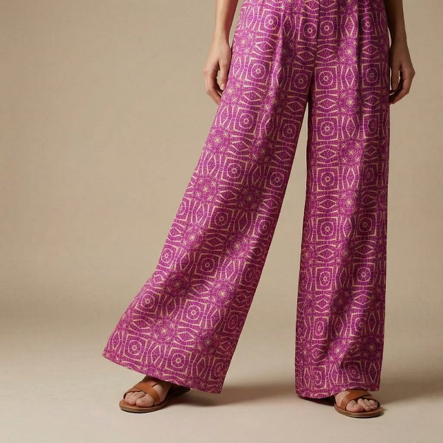 Fuchsia Pink Moroccan Geometric Mosaic Pattern Fabric (Creator Uploaded)