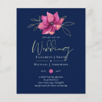 Fuchsia Pink Navy Blue Wedding Invites BUDGET