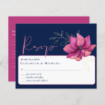 Fuchsia Pink Navy Blue Wedding RSVP