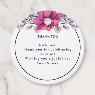 Fuchsia Pink Navy Details Enclosure QR Code RSVP Favor Tags