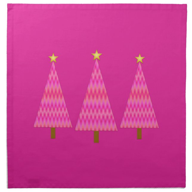 Fuchsia Pink Ombre modern Christmas tree Cloth Napkin (Front)