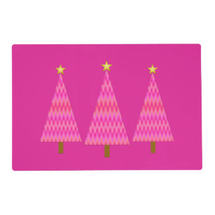 Fuchsia Pink Ombre modern Christmas tree Placemat