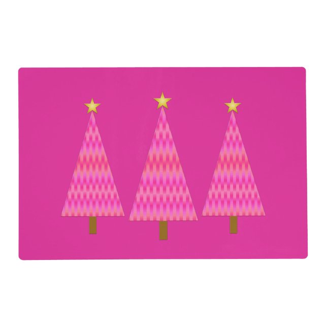 Fuchsia Pink Ombre modern Christmas tree Placemat (Front)