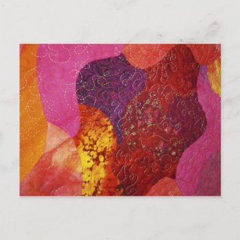 Fuchsia Pink Orange And Purple Quilt Postcard by TO_photogirl at Zazzle