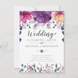 Fuchsia Pink Orange Ginger Wedding Invites Budget