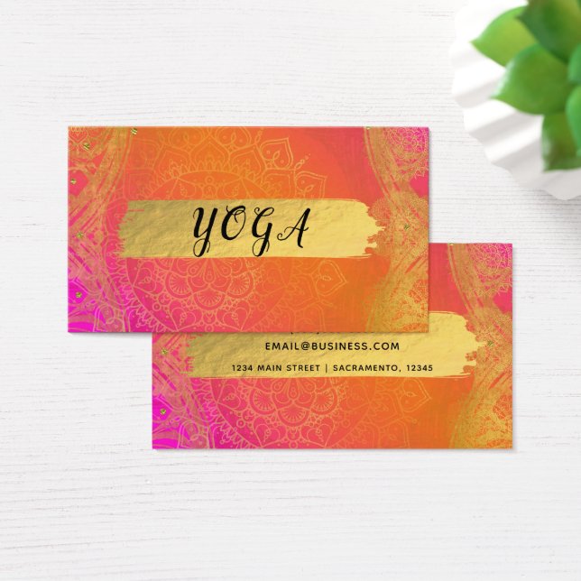 Fuchsia Pink Orange & Gold Indian Gift Certificate (Desk)