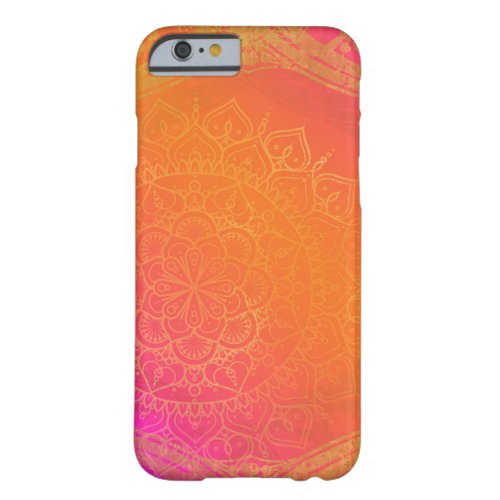 Fuchsia Pink Orange  Gold Indian Mandala Glam Barely There iPhone 6 Case