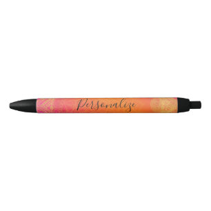 Fuchsia Pink Orange & Gold Indian Mandala Glam Pen