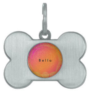 Fuchsia Pink Orange & Gold Indian Mandala Glam Pet ID Tag