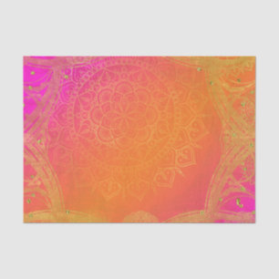 Fuchsia Pink Orange & Gold Indian Mandala Glam Tissue Paper