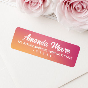 Fuchsia pink orange gradient modern return address label
