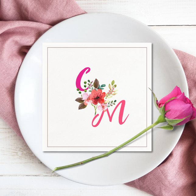 Fuchsia Pink Orange Purple Bright and Bold Floral Napkins (Creator Uploaded)