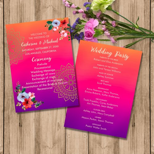 Fuchsia Pink Orange Purple Bright and Bold Floral  Program