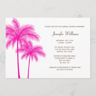 Fuchsia Pink Palm Tree Bridal Shower Invitation