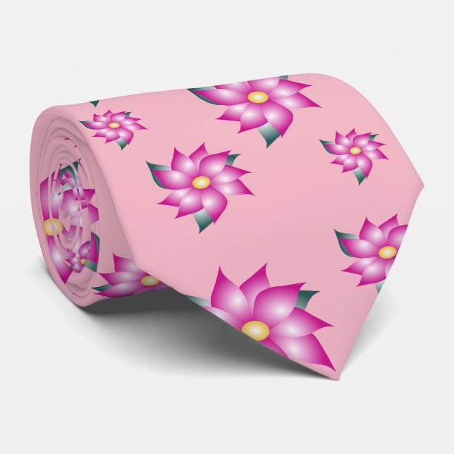 Fuchsia Pink Patterned Tie (Rolled)