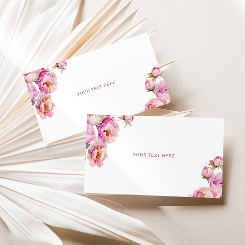 Fuchsia pink peony custom text enclosure card