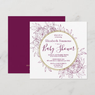 Fuchsia Pink Peony Modern Toile Baby Shower Invitation