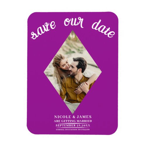 Fuchsia Pink Photo Wedding Save the Date Magnet