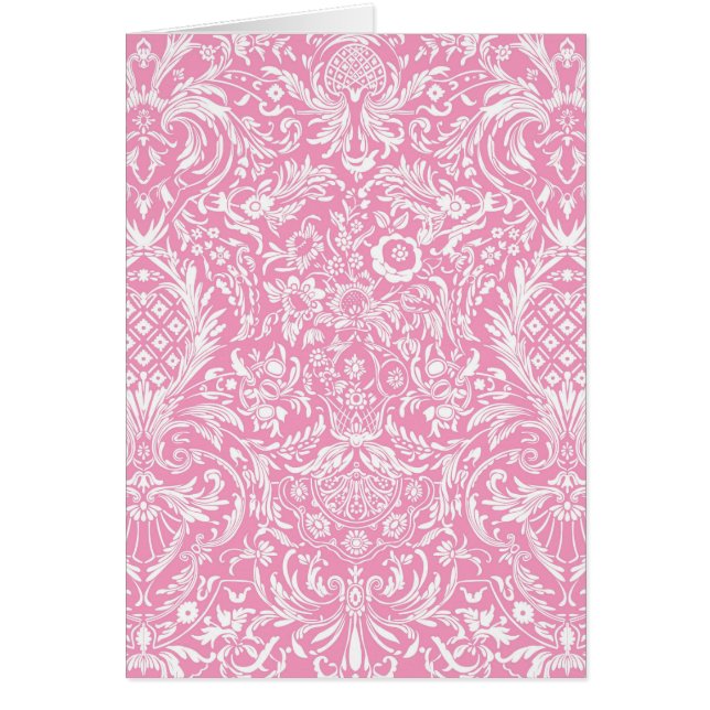 Fuchsia Pink Pineapple Victorian Vintage Damask Cards (Front)