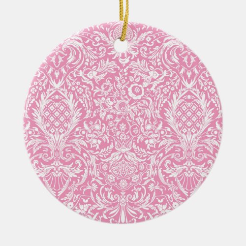 Fuchsia Pink Pineapple Victorian Vintage Damask Ceramic Ornament