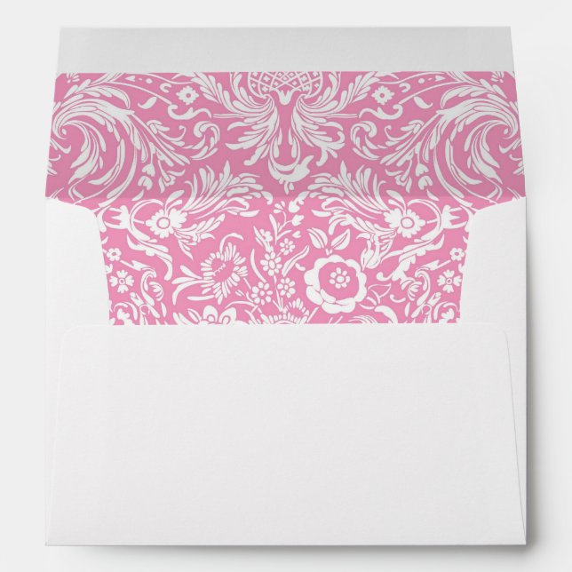 Fuchsia Pink Pineapple Victorian Vintage Damask Envelope (Back (Bottom))