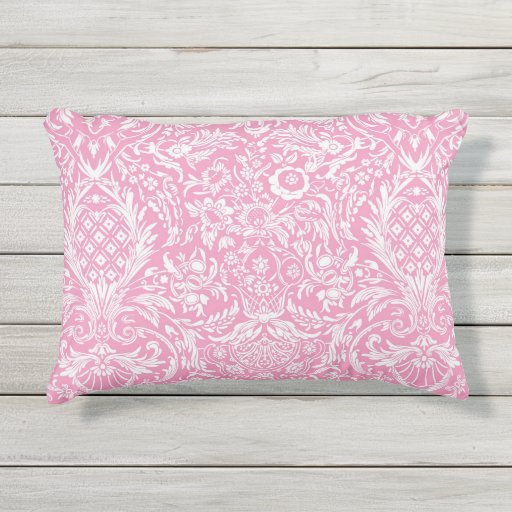 Fuchsia Pink Pineapple Victorian Vintage Damask Outdoor Pillow